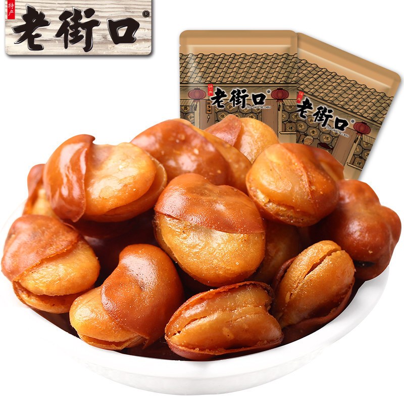 老街口兰花豆180g休闲零食炒货小吃特产牛肉味香酥蚕豆干货兰花豆180g*3包