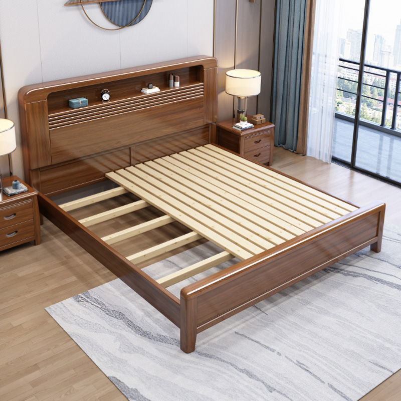 兰秀家居北欧实木床1.5米单床1.8米双人床现代简约实木高箱储物床