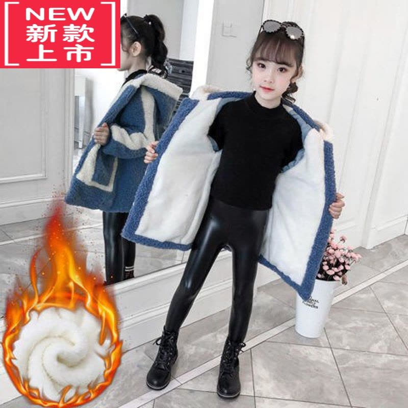 可莉允女童冬装羊羔绒棉衣中长款加绒加厚2022中大童儿童外套小女孩棉袄棉服图片