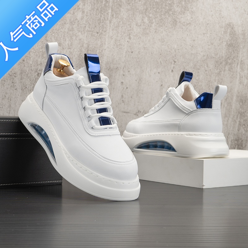 SUNTEK气垫小白鞋男2022新款冬季加绒板鞋内增高鞋子男士潮鞋厚底休闲鞋高清大图