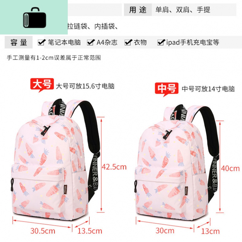 书包女ins风韩版森系初中生双肩少女中大学生简约小清新高中背包NEW LAKE女士双肩包高清大图