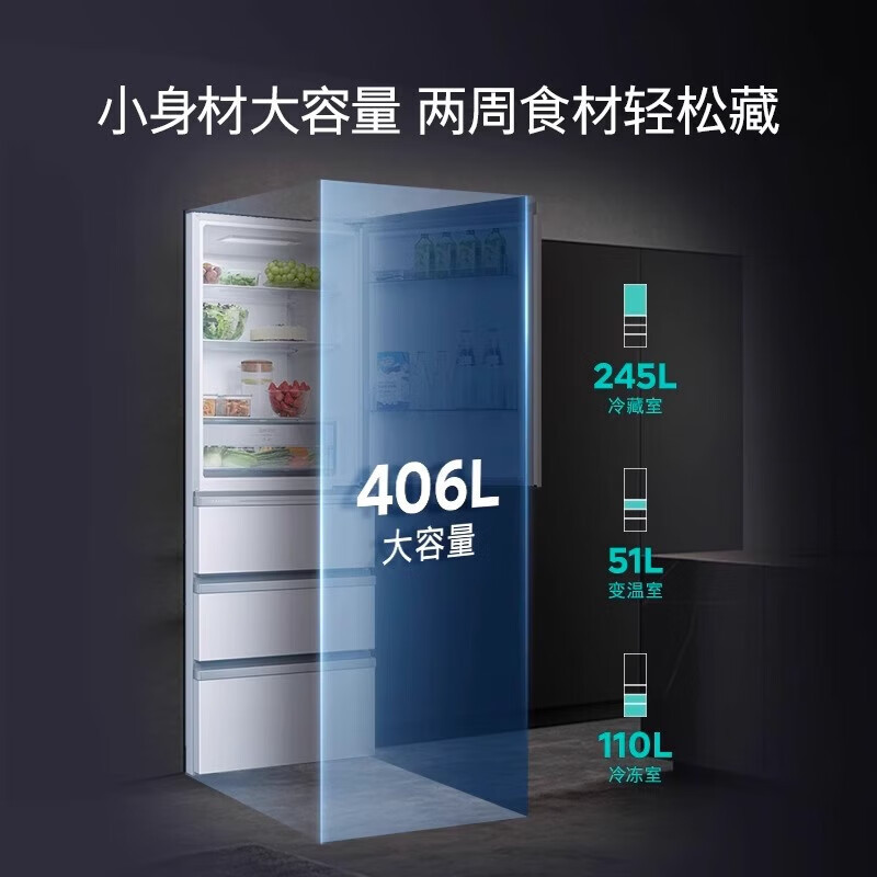 西门子(SIEMENS)家用406L大容量四门冰箱 风冷无霜百变储鲜铂金抗菌净味 变频无霜KG402053VC高清大图