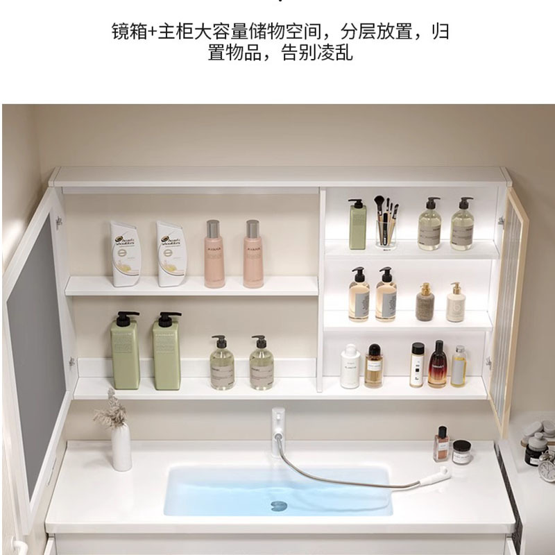 鑫金虎 现代简约实木卫生间洗漱台洗脸盆柜浴室柜组合 1.0m