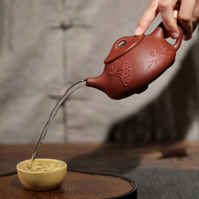 常生源 紫砂壶茶具功夫茶壶宜兴全手工泥绘 国工收藏蔡顺祥石瓢壶200ml