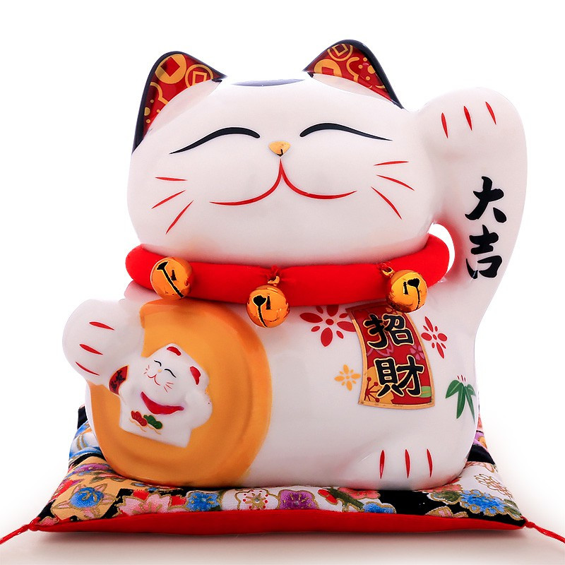 可爱猫小摆件 5寸迷你小号创意陶瓷家居店铺 招财猫