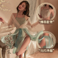 霏慕(Fee et moi)女式情趣睡衣 古风古装汉服套装7060情趣肚兜纱裙含T裤 情趣内衣成人情趣用品 均码 米白-蓝色【肚兜-纱裙-外罩衫-T裤】