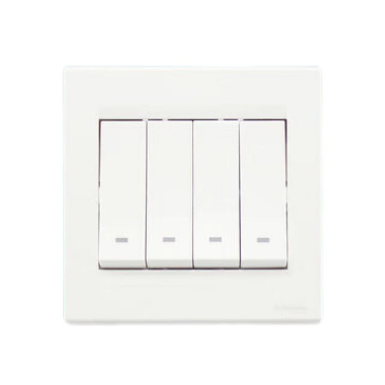 施耐德电气 四位四开四联单控 墙壁电源插座开关面板 如意EV54/1