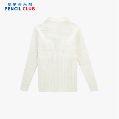 铅笔俱乐部童装2025秋冬新款女童毛衣儿童半高领针织衫中大童打底毛衫 140140cm 米白