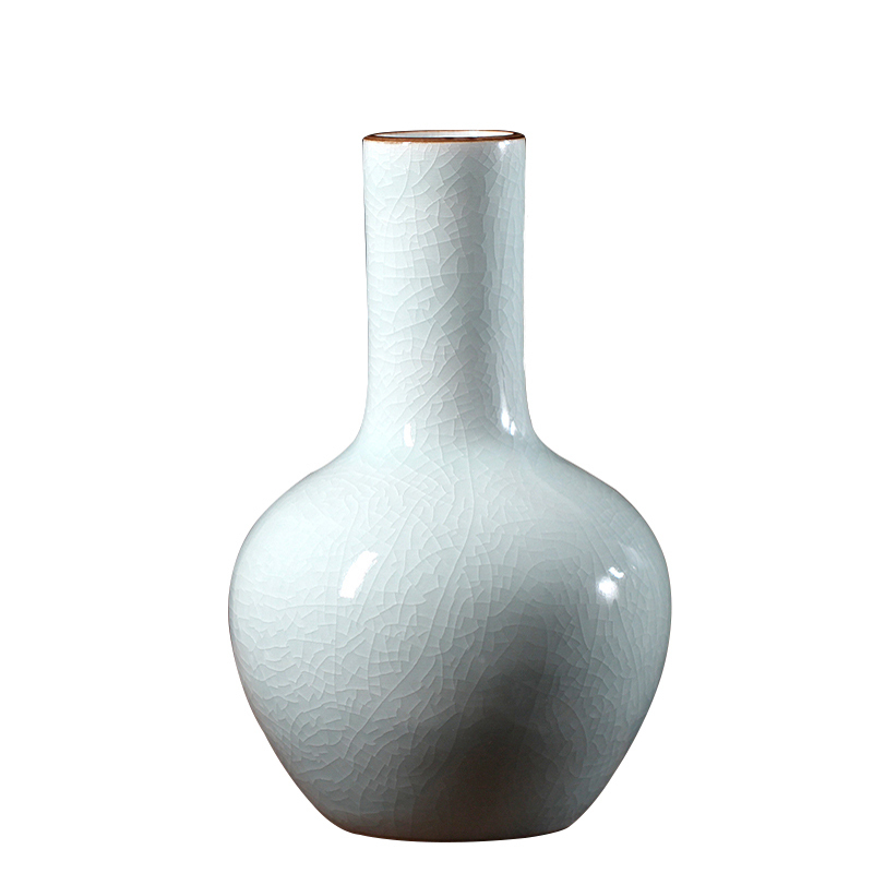 艺锦蓝 国产现代中式景德镇手工陶瓷花瓶古典中式仿古摆件青瓷颜色釉