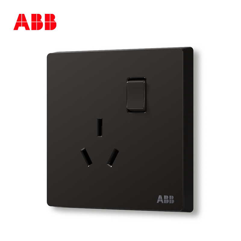 ABB开关插座轩致无框星空黑 一开16A三孔带开关空调插座AF228-885