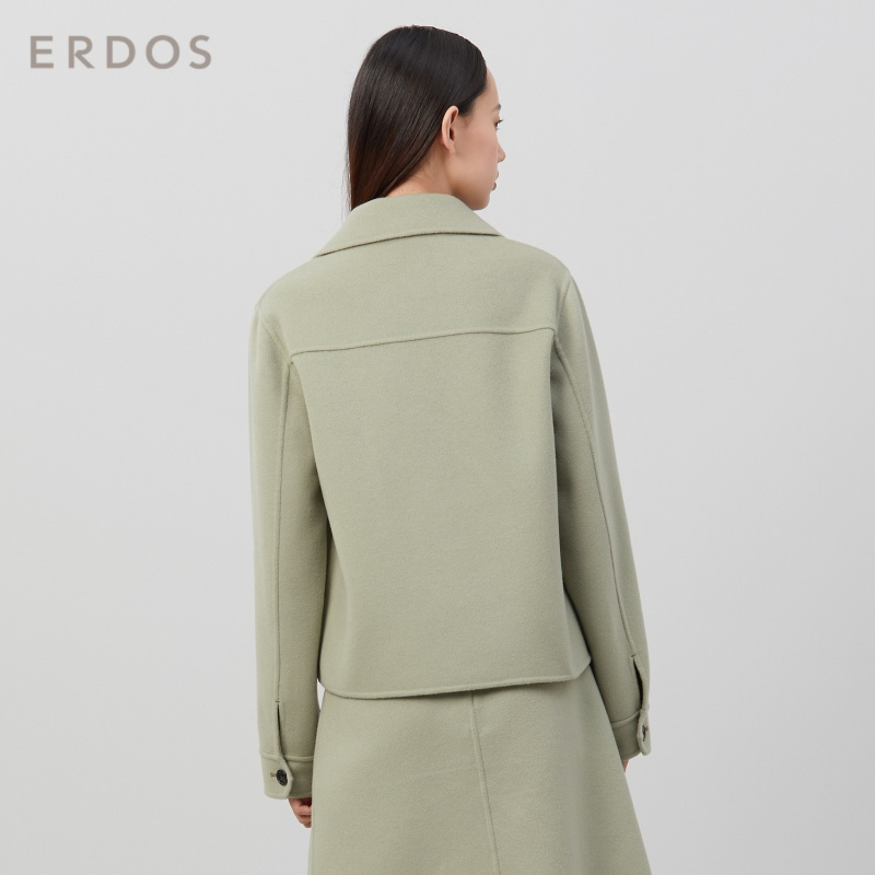 ERDOS 20春夏纯色简约精致短款夹克版女双面呢外套保暖百搭