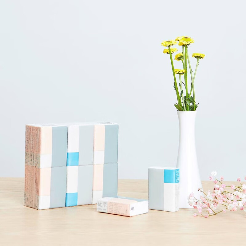 柚家自然无香便捷式抽纸手帕4层6片18包 单组装