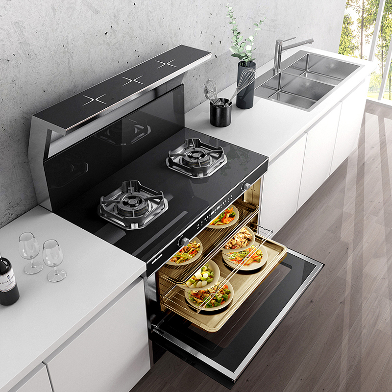 亿田entive集成灶puz一体式环保灶侧吸式抽油烟机灶具套装