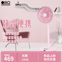 无言(silencare) 家用便捷式直流变频落地扇电风扇 智能遥控可接移动电源 SH-F101 粉色