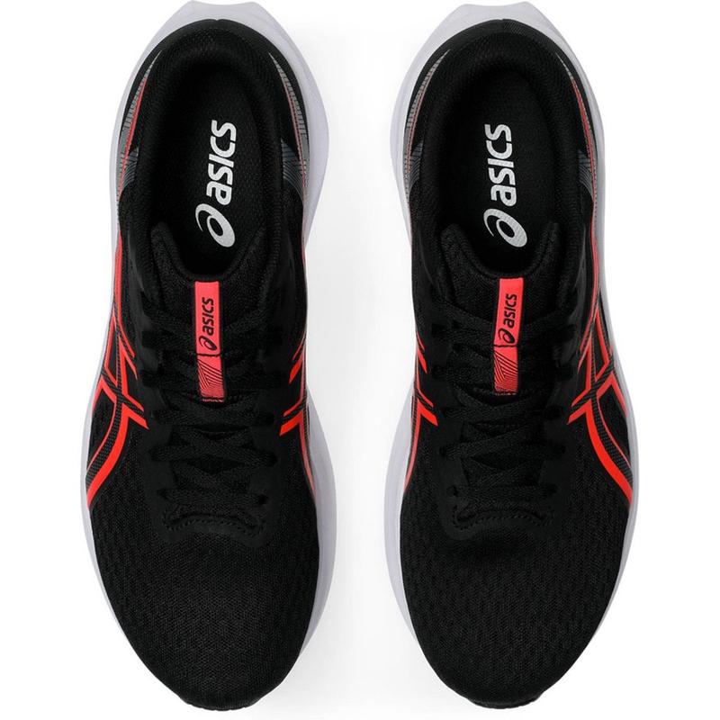 ASICS跑步鞋男减震缓震行走舒适脚感柔软黑色荧光红网面透气高清大图