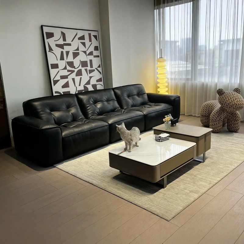 黑金刚沙发意式摩卡色真皮沙发客厅高端直排头层牛皮沙发高清大图