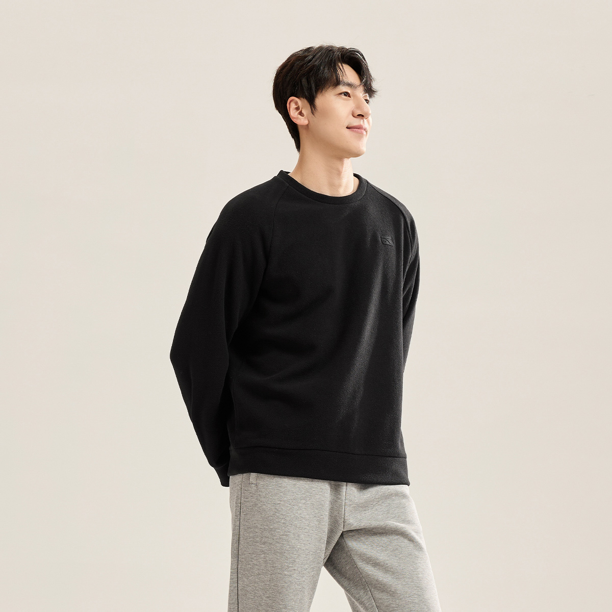 361°比热绒科技卫衣男百搭休闲摇粒绒保暖运动卫衣绒里套头卫衣高清大图