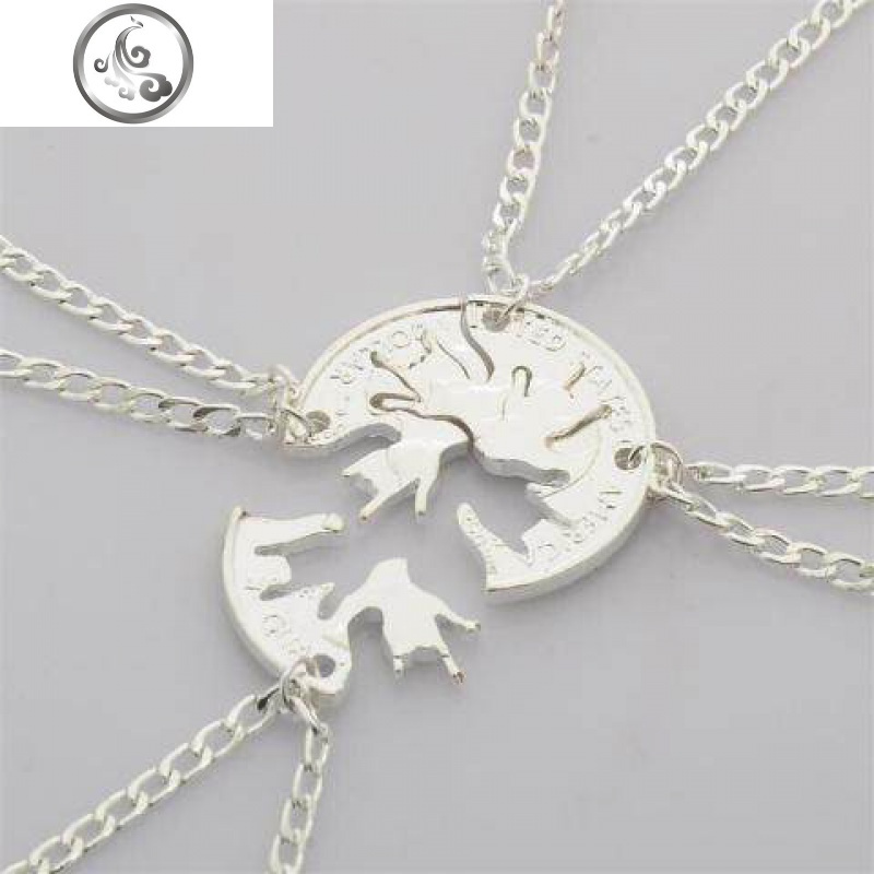 闺蜜拼接项链女孩日韩学生四人毕业纪念饰品宿舍组合拼图锁骨项链 JiMi高清大图