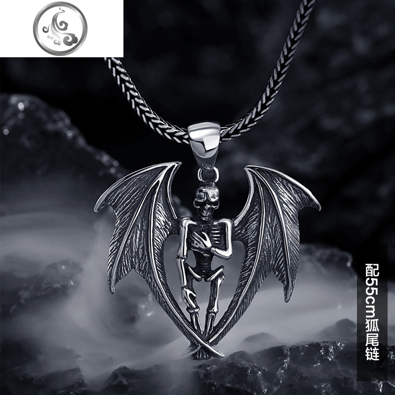 925纯银项链男情侣一对吊坠潮复古恶魔天使朋克个性时尚潮人 jimi