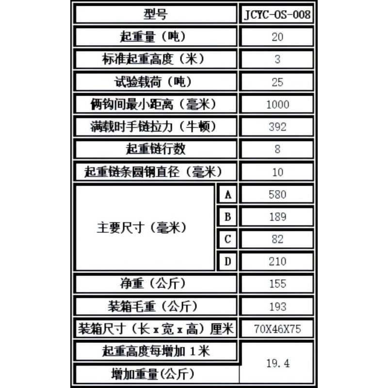 JCYC 圆形手拉葫芦 JCYC-OS-008 台高清大图