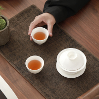 苏氏陶瓷(SUSHI CERAMICS)三才盖碗德化白瓷功夫茶具泡茶碗羊脂玉薄胎送两功夫茶杯礼盒装