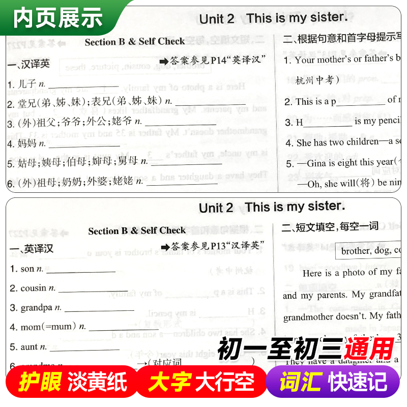 [背+练]初中同步词汇·人教版 初中通用 [正版]RJ人教版2024初中英语同步词汇随身练新题型训练题单词短语专项训练练