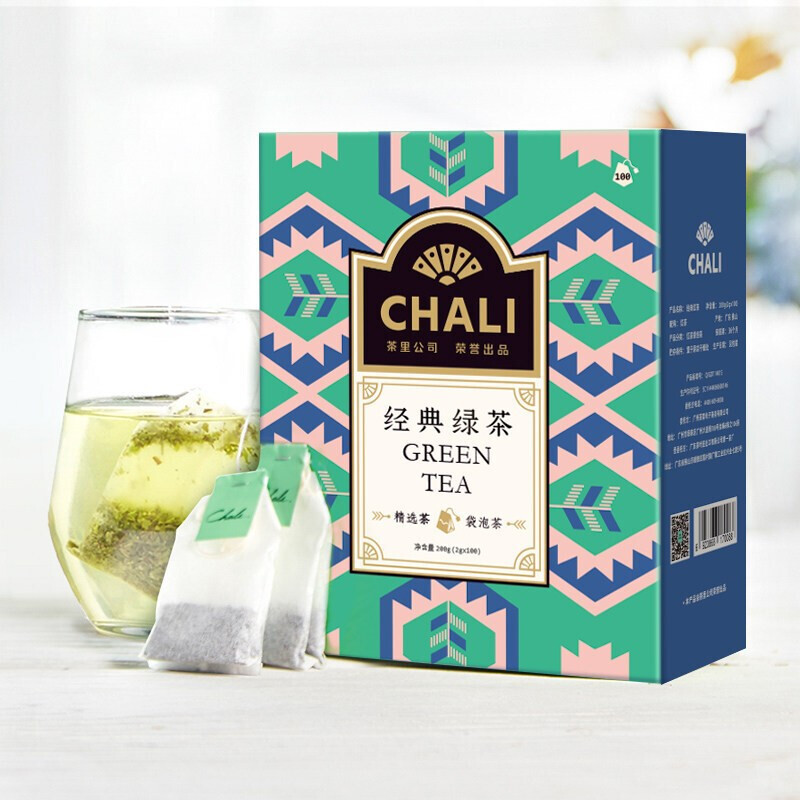 ChaLi茶里经典绿茶办公冲饮袋泡茶100包/200g盒装