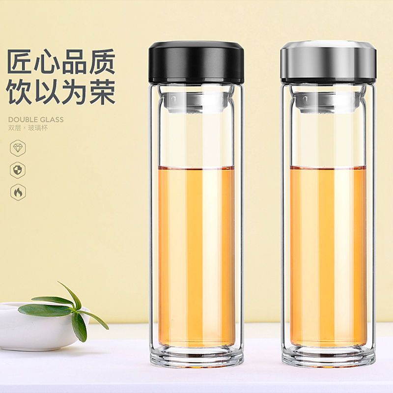 大容量700ml双层玻璃杯过滤便携泡茶保温车载男女式水杯子