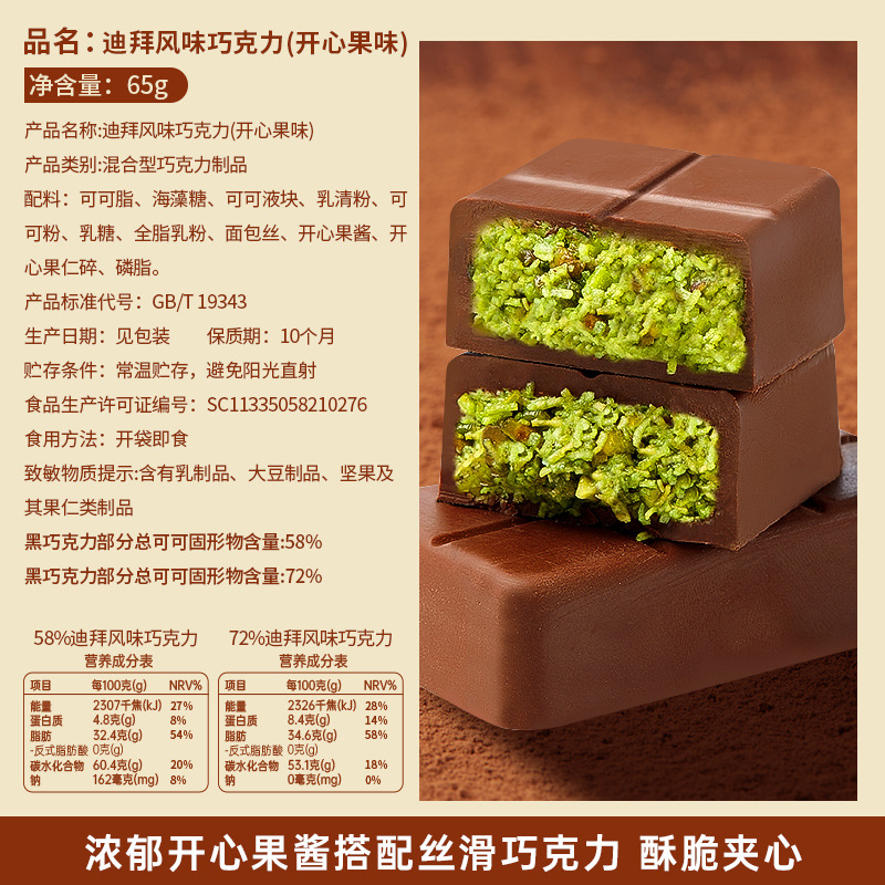 2盒 迪拜风味巧克力坚果开心果夹心榛子果仁圣诞节糖果可可脂零食休闲解馋小零食品高清大图