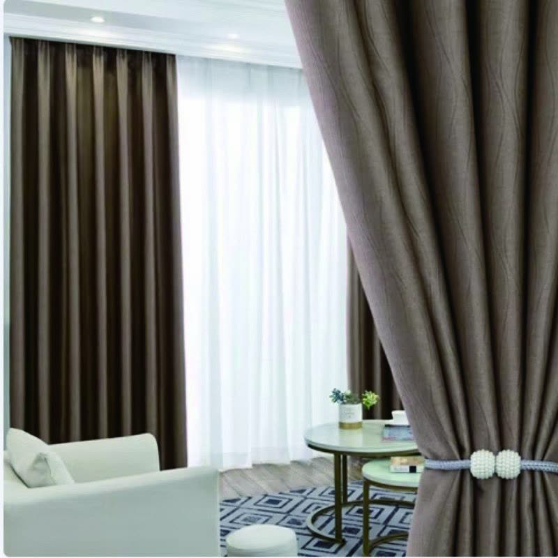 愉悦之家 1m*2.7m(打孔款) G-悦绒电雕竖条竖条功能帘 窗帘 (计价单位:米) 咖色图片