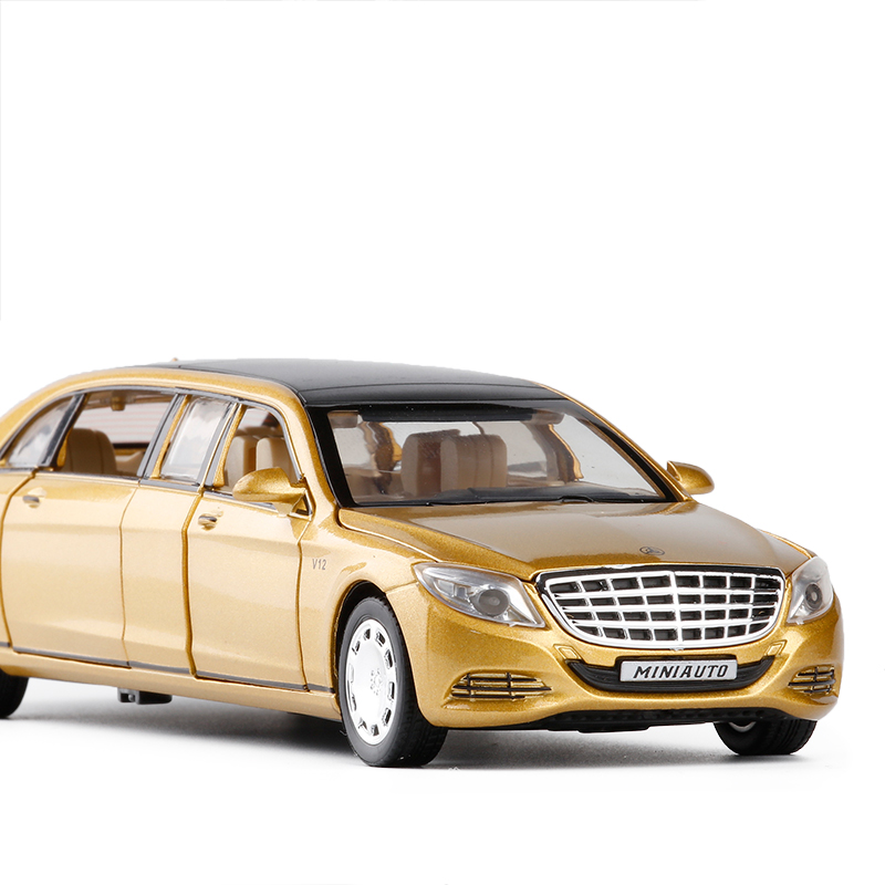 金属车模迈巴赫s650仿真加长汽车模型合金玩具车儿童小汽车男孩 金色
