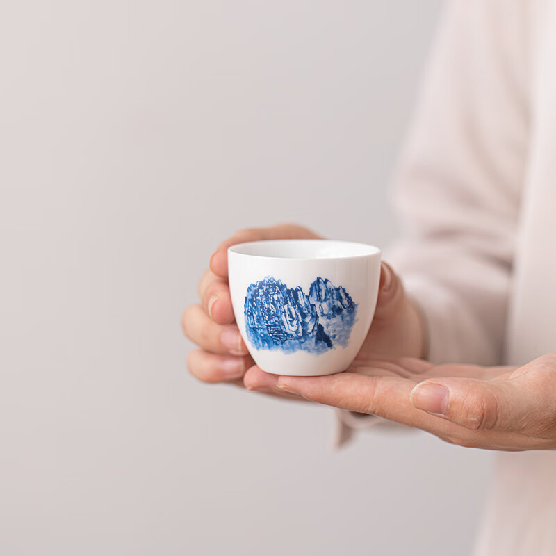 苏氏陶瓷(SUSHI CERAMICS) J1026 万重山烤花品茗杯礼盒套装 70ml*4 (单位:套)高清大图