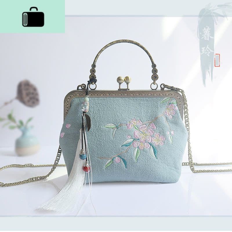原创手工文艺复古刺绣手机中国风古风汉服手提包包口金包斜挎包女NEW LAKE女斜挎包图片