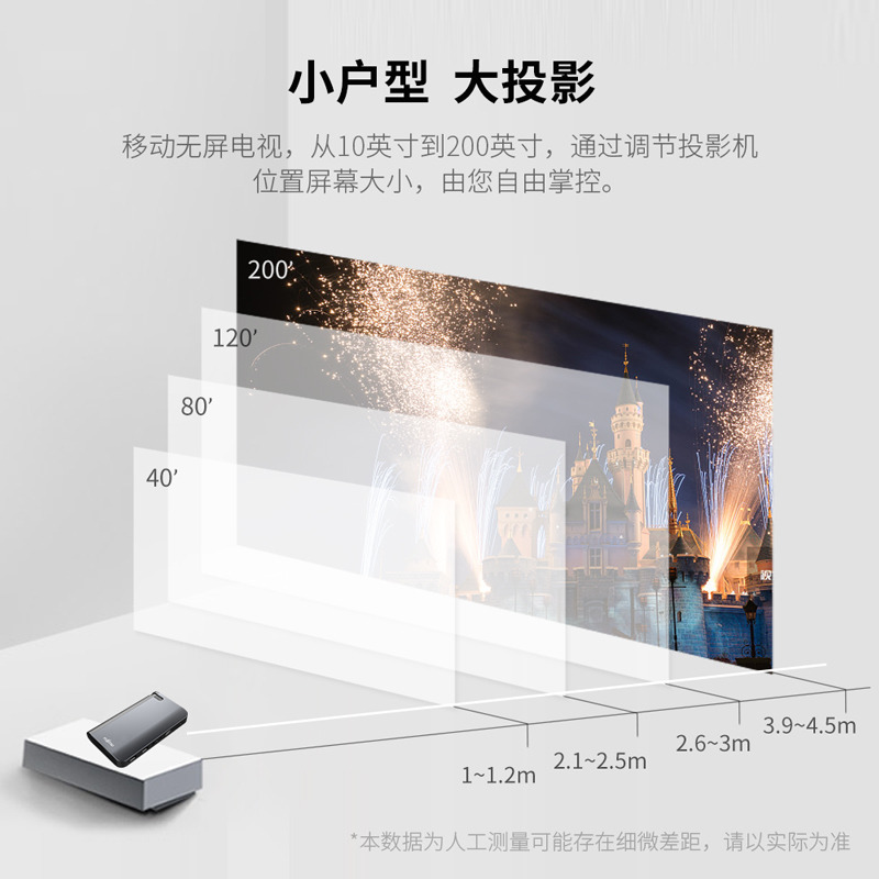 富士通(FUJITSU) FA200微型投影仪手持家用高清便携小型无线微投WIFI智能迷你手机投影机影院剧场 灰色