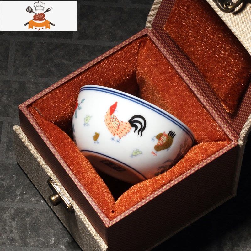 斗彩鸡缸杯茶杯景德镇盏杯单个陶瓷纯手工大明成化仿古玩功夫茶具 鸡缸杯-大号1只礼盒装 1只装 敬平图片