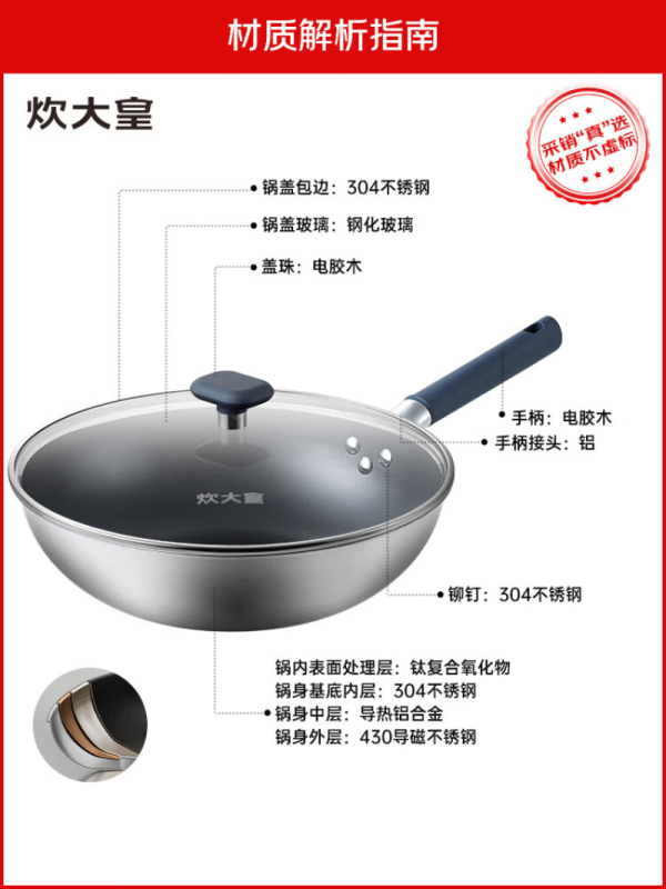 炊大皇(COOKER KING)TH30CG 钛合等离子炒锅 30cm(单位:个)高清大图