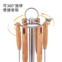 好厨夫（HOCUF）实木防烫手柄不锈钢厨具七件套 木柄不锈钢锅铲子炒菜汤勺漏勺漏铲锅铲套装厨房餐具工具