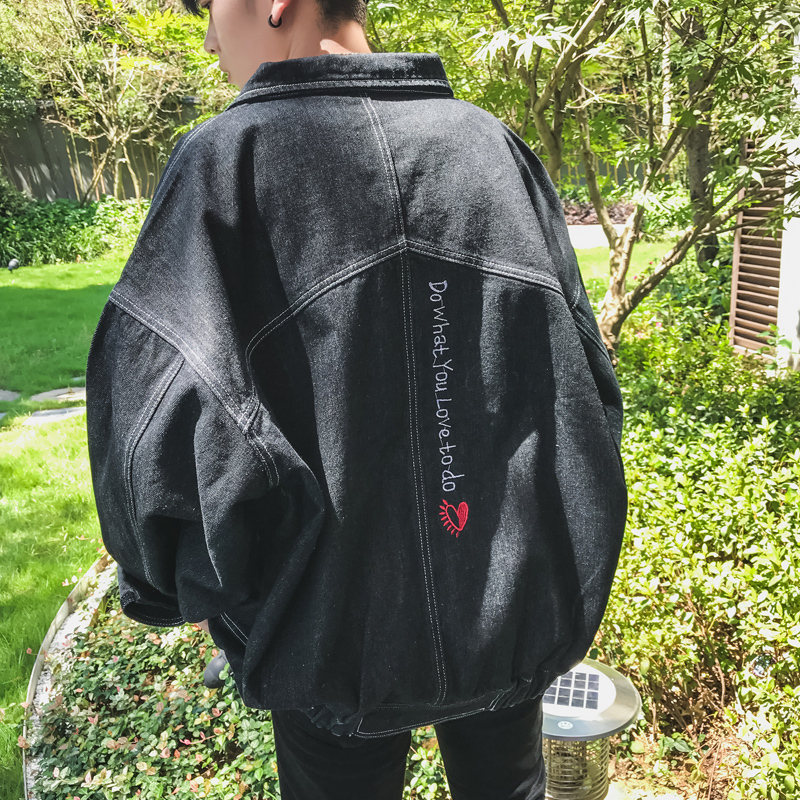 新款港风牛仔外套男韩版学生百搭帅气牛仔衣青年宽松男上衣 YUANSU牛仔服男