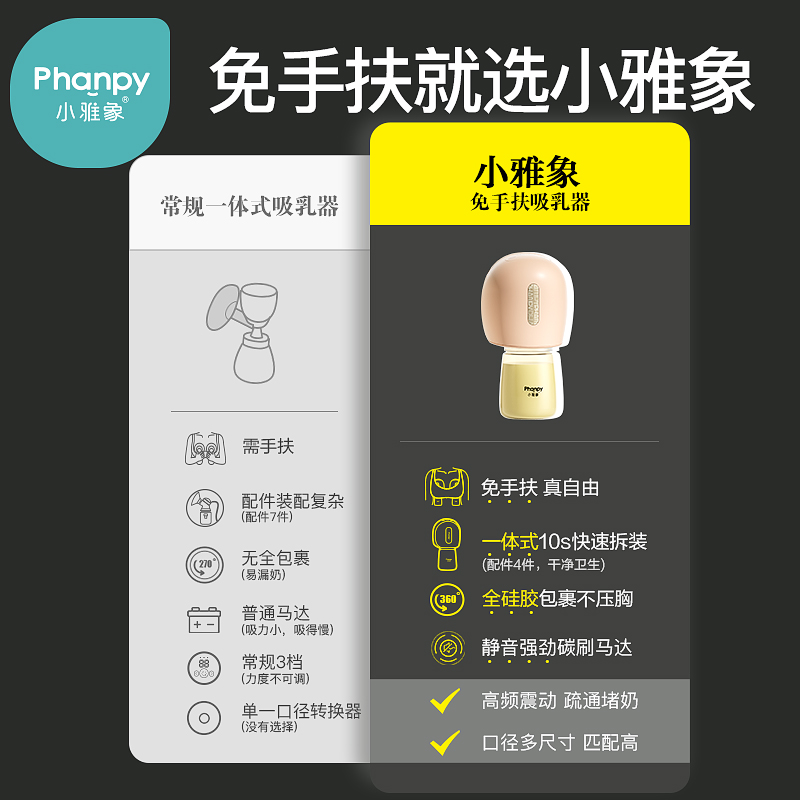 手扶吸奶器奕悦二代电动单双边便携一体式全自动集母乳挤奶器 黛尔粉+PP储奶瓶-2个装高清大图
