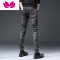 七斓男士牛仔裤春季潮牌修身小脚裤潮流韩版弹力显瘦休闲长裤子冬