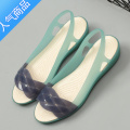 SUNTEK鱼嘴果冻凉鞋女夏季坡跟露趾防滑外穿塑料防水沙滩鞋女黑色工作露 月灰 39标准号码