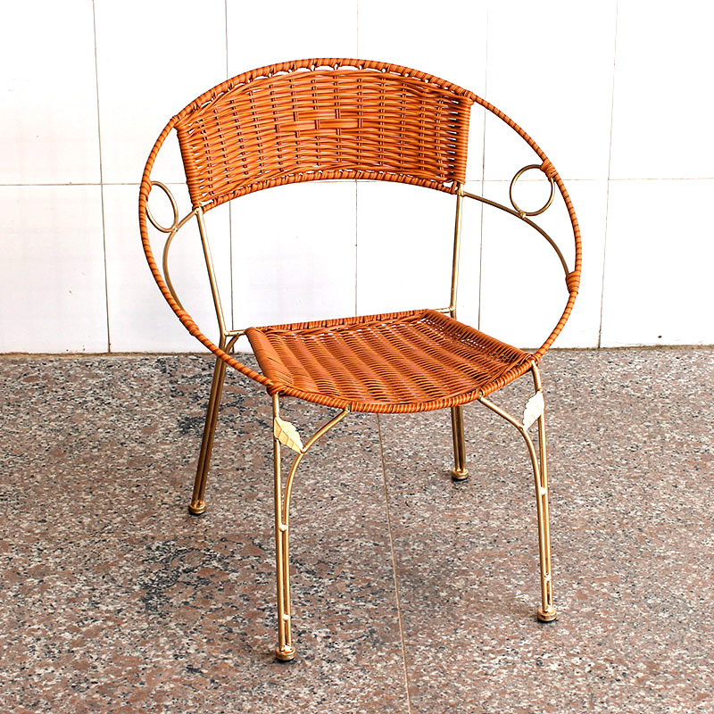 寻木匠小藤椅靠背椅家用阳台户外室内休闲单人实心钢筋椅子仿藤编织腾