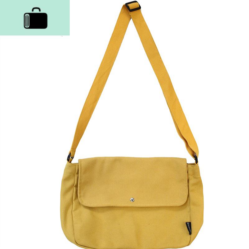 男士小挎包休闲韩版单肩包男潮牌学生日系斜挎包复古帆布邮差包女NEW LAKE男士斜挎包 黄色大号-不带挂件