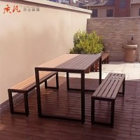 质凡户外餐桌庭院阳台露天桌子塑木室外餐桌 长凳子108x30x45cm