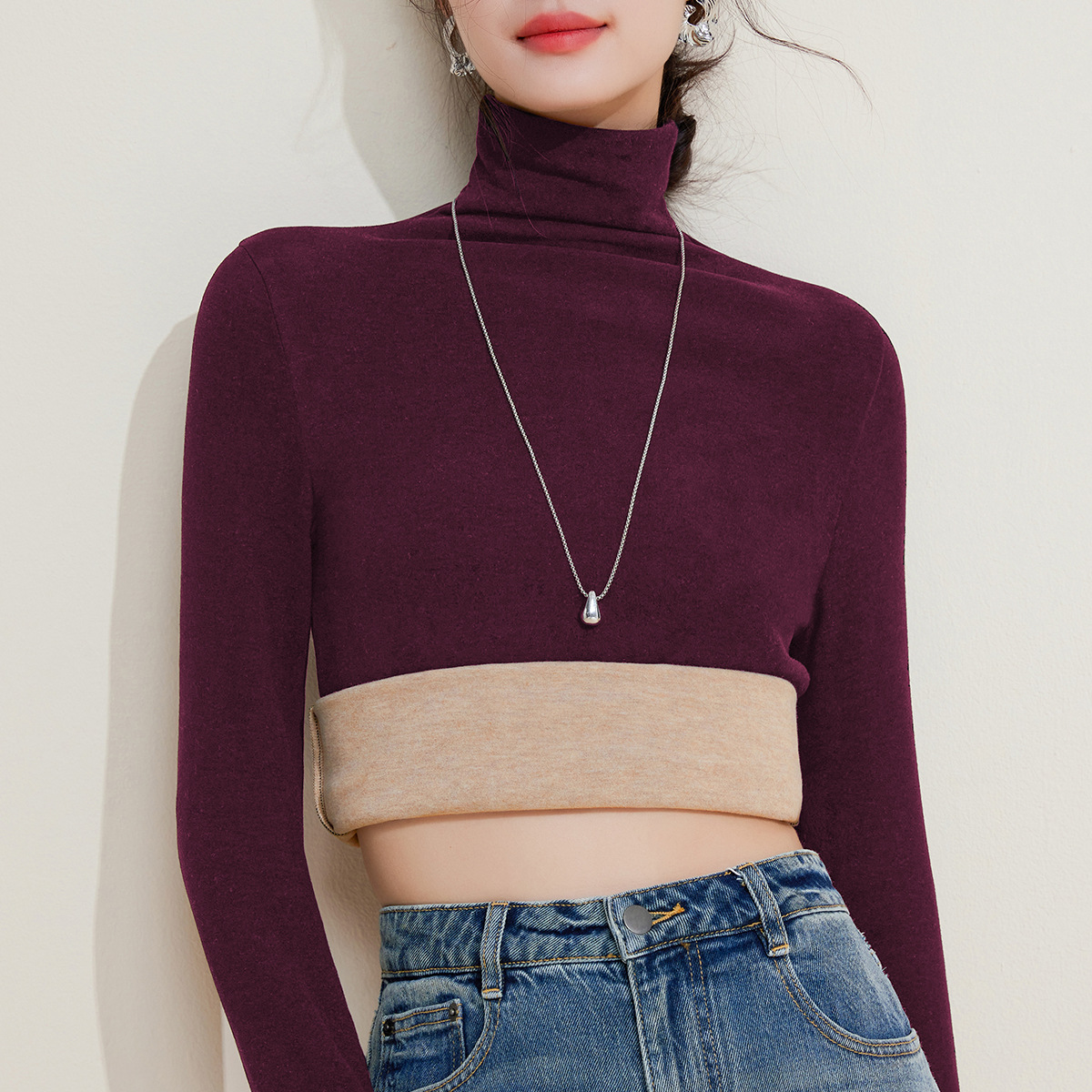 羊毛蚕丝高领打底衫女2025秋衣保暖衣发热暖绒内搭长袖T恤上衣冬高清大图