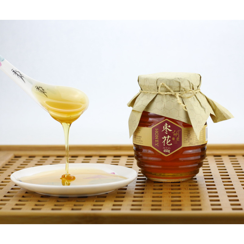 胡老三蜜坊 枣花蜂蜜 450克/瓶 玻璃瓶装 自有蜂场产地直采 液态蜜