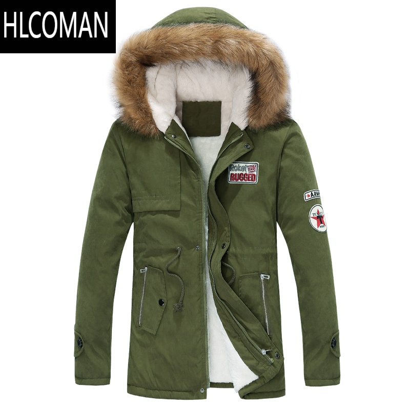 hlcoman冬季男士加绒加厚棉衣服韩版修身帅气冬天外套中长款棉袄外衣