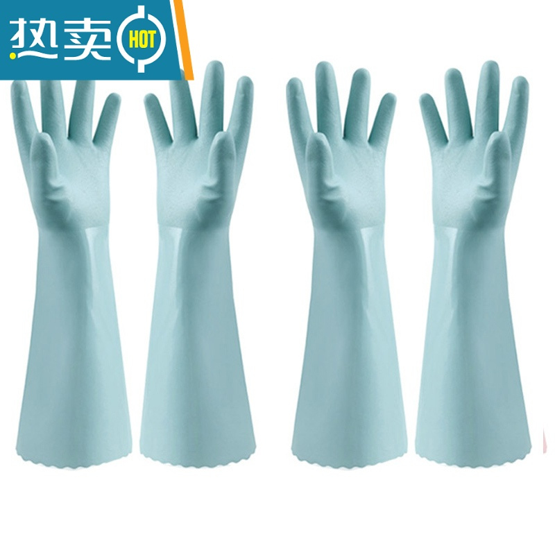 敬平加绒加厚手套女洗衣洗碗衣服冬季家务厨房家用橡胶耐用耐磨防水 蓝色手套( 送蓝色共两个) L