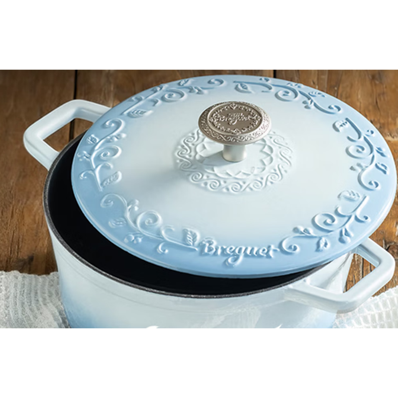 宝玑BGA2403琅彩系列珐琅铸铁锅-霁蓝色 31.8×16cm高清大图