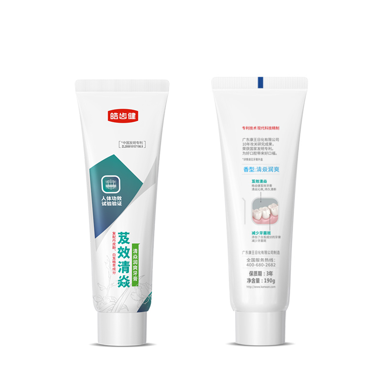皓齿健 芨效清焱 清焱润爽 绿茶薄荷 190克 牙膏 (计价单位:支) 白色